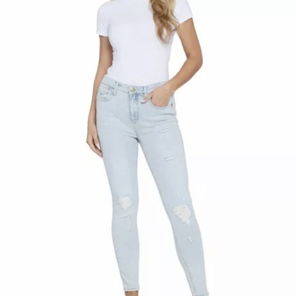 Seven7 5 POINTS -LIGHT BLUE Bombshell Ripped Skinny Jeans, US 12 NWT $89 - Picture 3 of 6